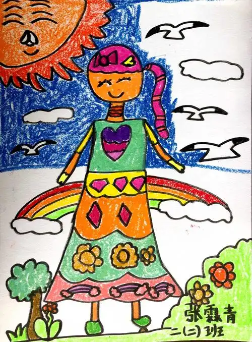 实附二(2)班《顶天立地》作品欣赏