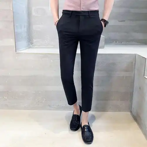 薄款9分裤男士裤子韩版潮流百搭新款修身小脚夏季休闲西裤九分裤