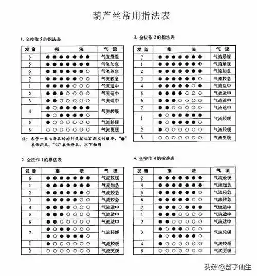葫芦丝指法葫芦丝的常用指法图表及应用指法的注意事项