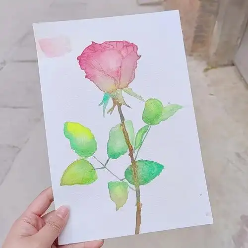 水彩画初学水彩画花
