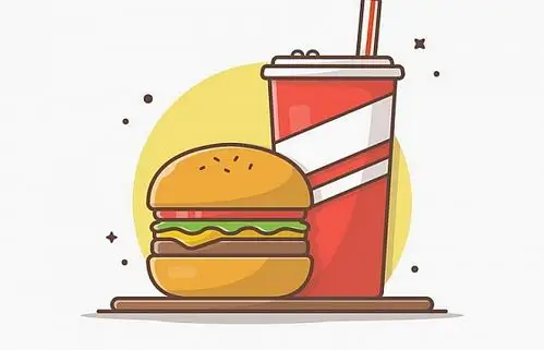 mbe风格卡通可乐汉堡美食png图片免抠矢量素材