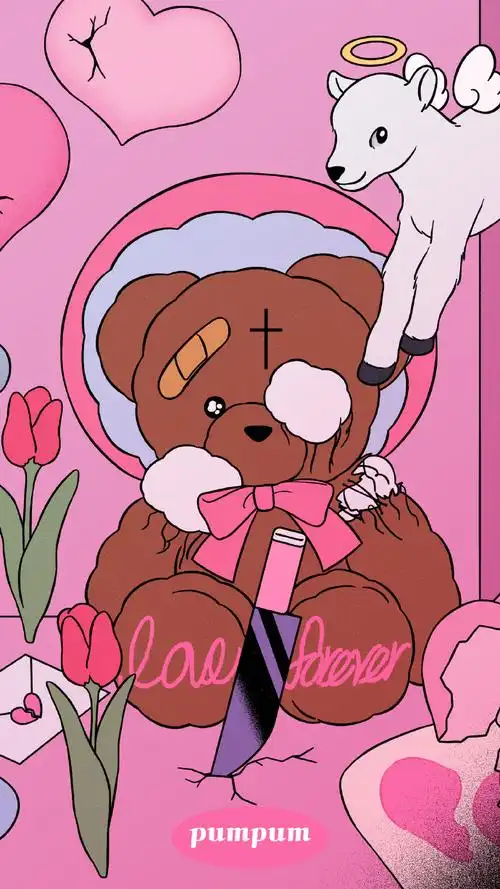 7895粉黑色复古风壁纸#手机壁纸##粉色壁纸##插画壁纸##少女心