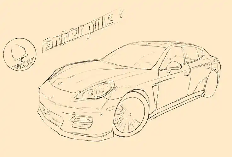 汽车手绘 保时捷帕拉梅拉_拿画笔的ape-站酷zcool
