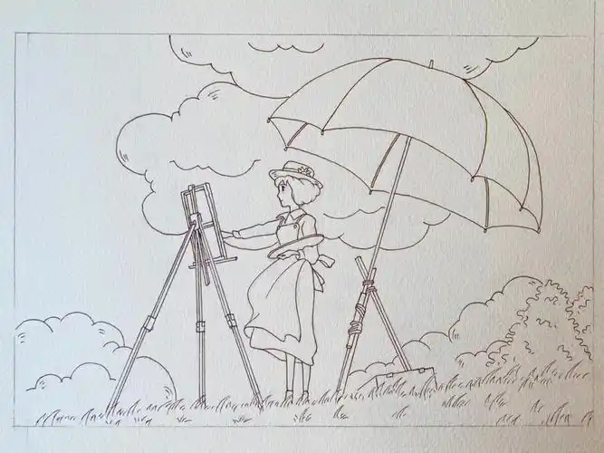 宫崎骏动漫起风了线稿