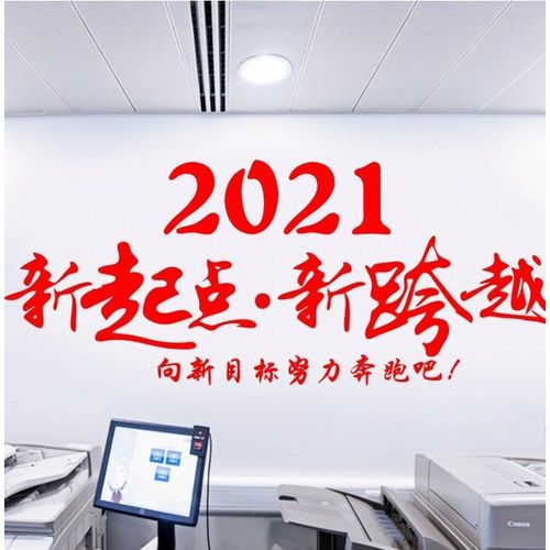 2021新起点新跨越墙贴公司办公室企业文化墙壁贴纸团队新年励志贴