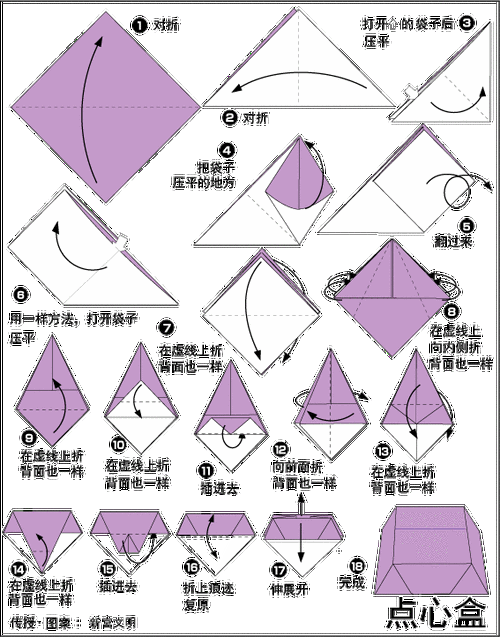 折纸点心盒方法 步骤图解