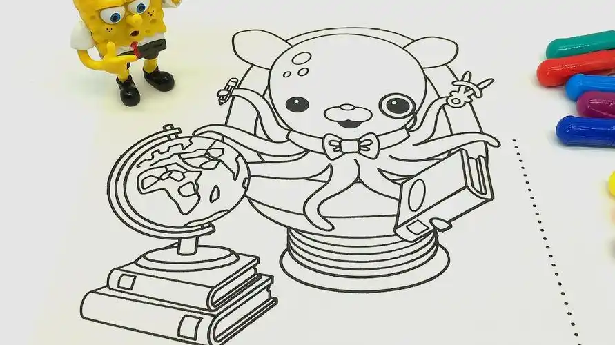 海绵宝宝画海底小纵队章鱼涂色