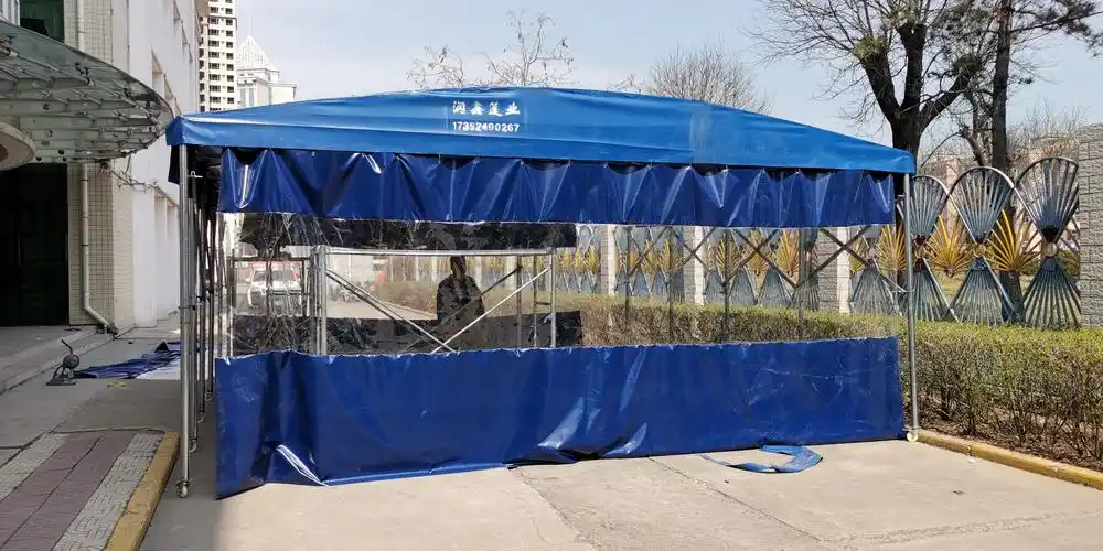 陕西优佰特推拉活动雨棚厂定制推拉雨棚户外大排档雨棚,伸缩帐篷挡雨