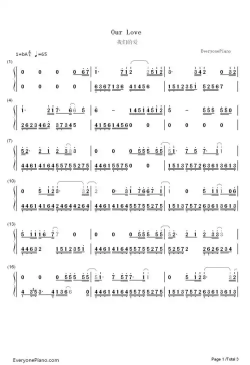 我们的爱-飞儿乐队双手简谱预览1-钢琴谱文件(五线谱,双手简谱,数字谱