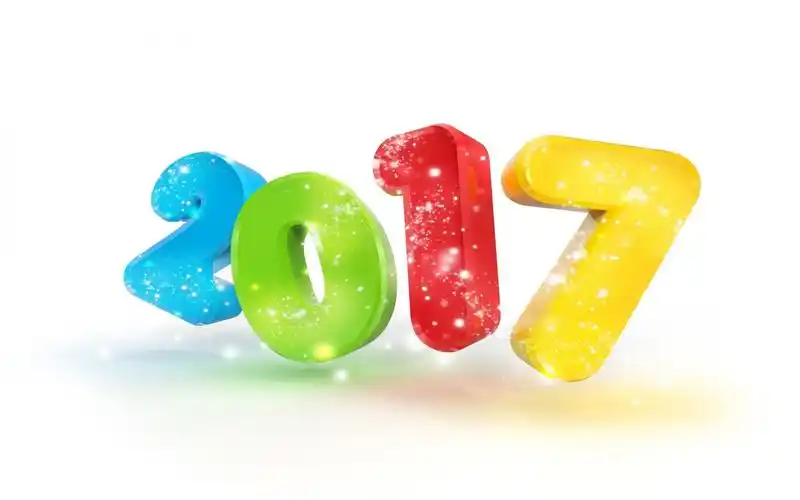 壁纸 新年快乐2017年,五颜六色的数字