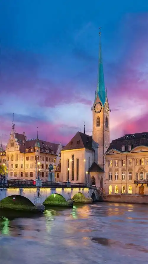 外国钟楼建筑夜景风光高清摄影图片