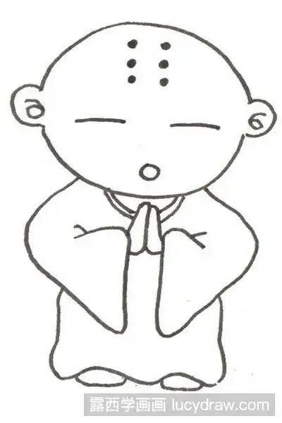 儿童画教程可爱的小和尚
