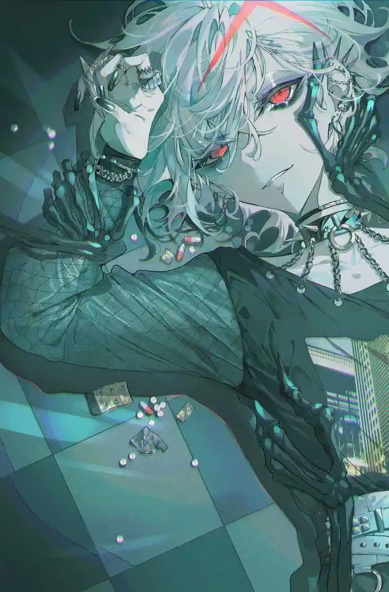 华丽炫酷的画风,略显诡异的氛围,一组暗黑系的病娇少年人物插画