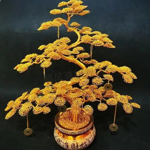 铜丝发财树手工铜丝摇钱树手工铜丝发财树创意金属丝编织手工艺品自制