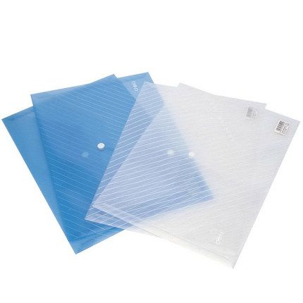 得力5501彩色经济型按扣文件袋 a4透明防水塑料文件袋公文资料袋 纽扣