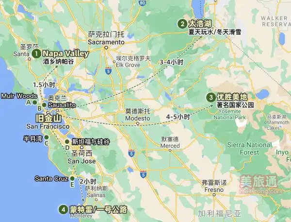 旧金山景点地图中文版2022