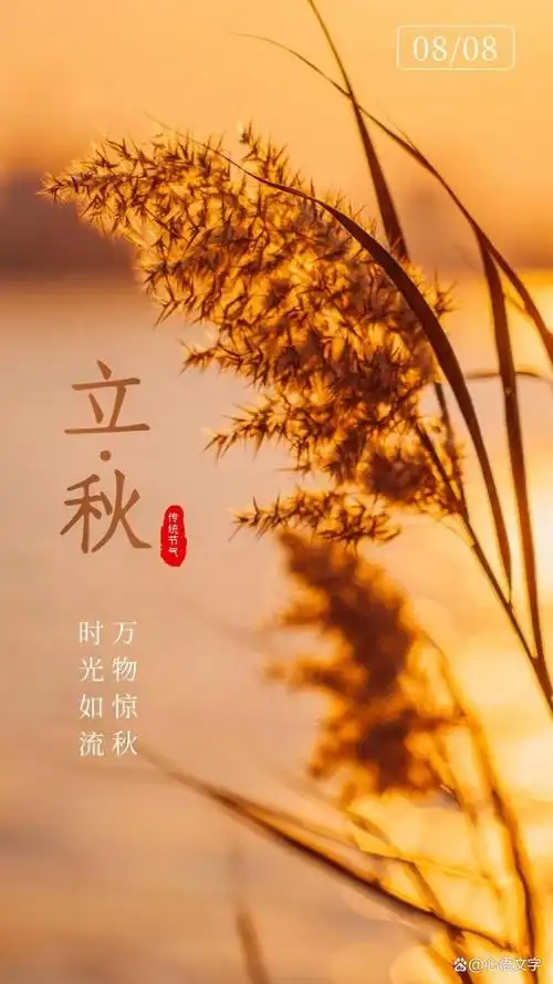 立秋海报美图带字图片,立秋快乐问候吉祥语句子