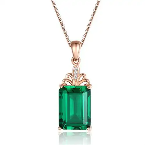 长方钻倒角绿钻祖母绿吊坠 韩版时尚镶钻锁骨链高档奢华绿钻吊坠