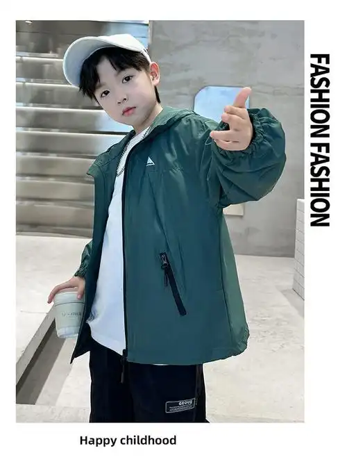 童装男中大童冲锋衣儿童秋装外套春秋季新款男孩休闲帅气户外潮衣