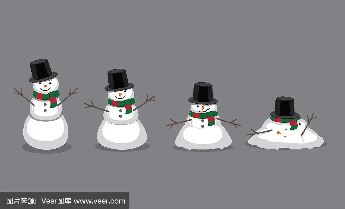 雪人融化卡通矢量插图