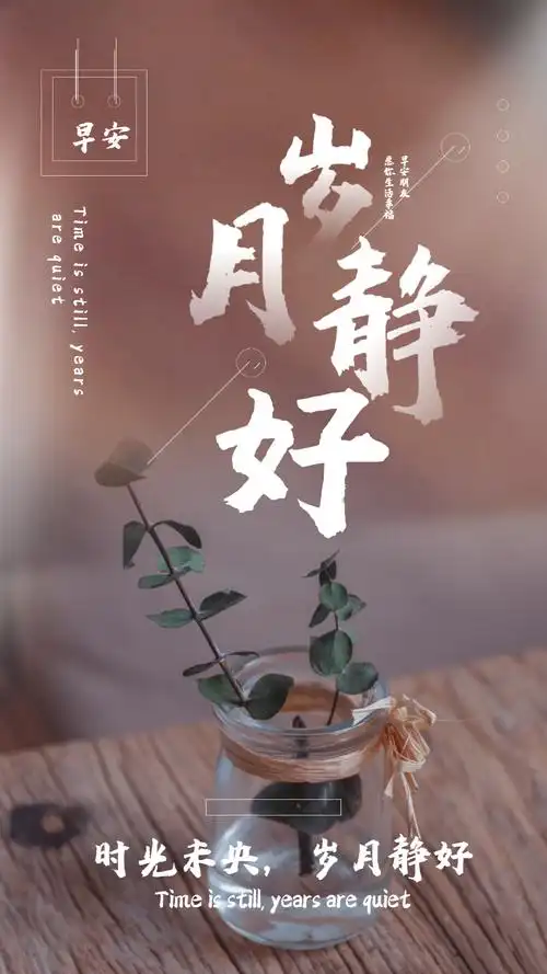 岁月静好早安问候摄影图海报