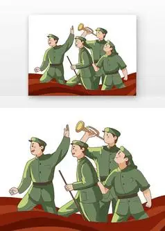 吹号角冲锋人物雷锋日雷锋人物搀扶老人png素材雷锋日雷锋人物手绘