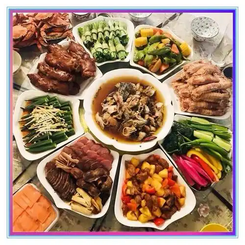 餐桌中式过年团圆水果摆盘大拼盘圆形菜盘白色组装厨房不规则饭盘