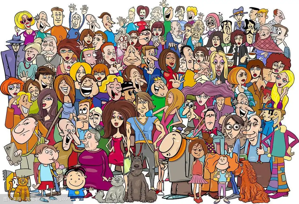 人群中有卡通人物