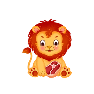 手绘卡通狮子肉摇尾巴可爱动态gif元素