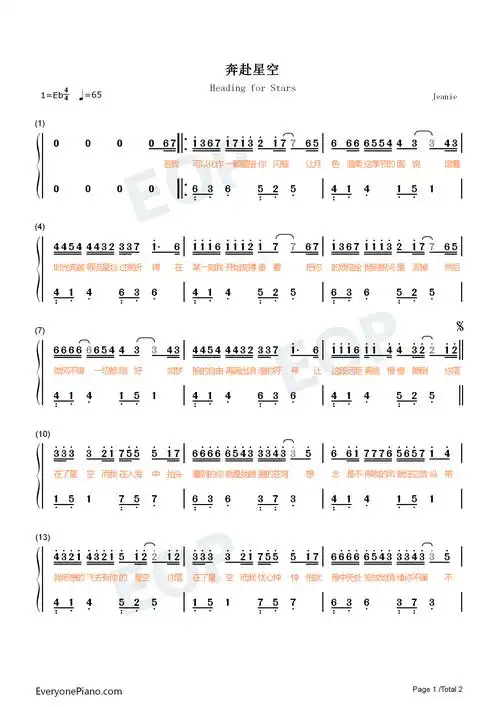 在人海中-抖音热歌双手简谱预览1-钢琴谱文件(五线谱,双手简谱,数字谱