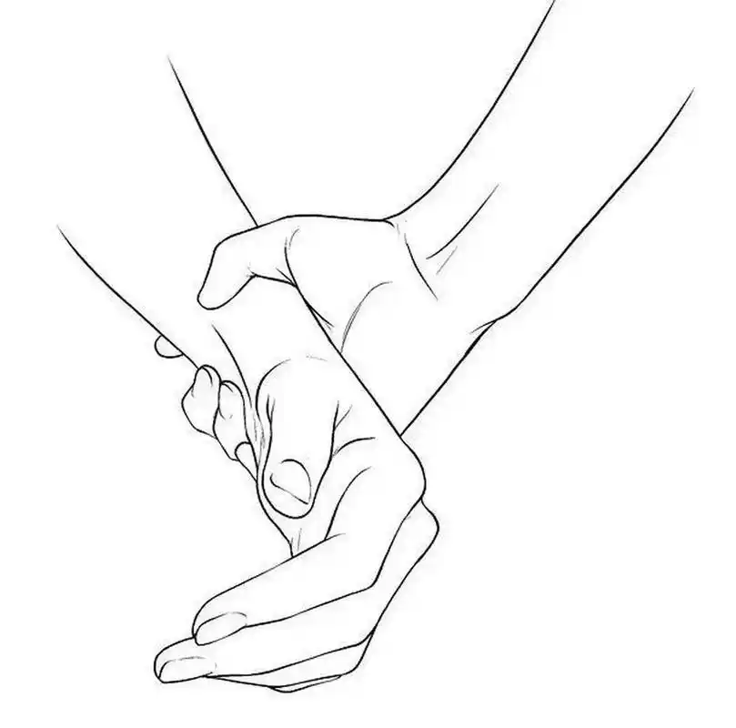 牵手漫画线稿素材