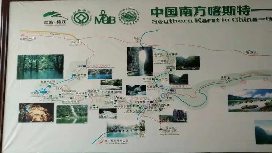 小七孔景区游览线路图.