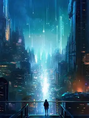 前面是巨浪,一边是巨型玻璃,一边是大飞船}赛博朋克风格,8k画质,超