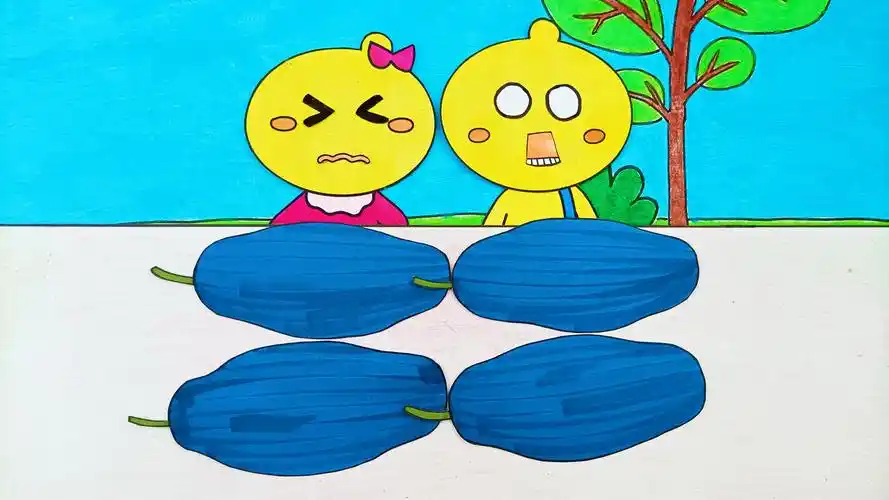 手绘定格动画:豆乐豆咪一起吃蓝靛果!