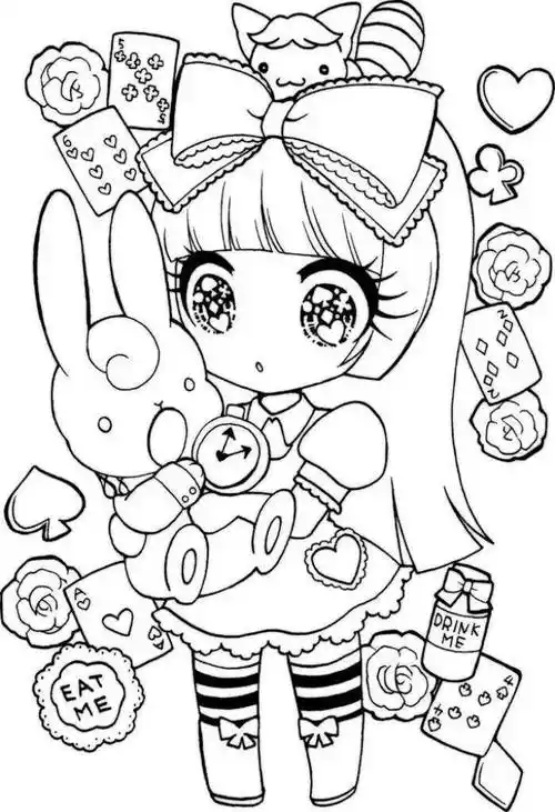 q版人物黑白线稿千山万水之间箫声难觅