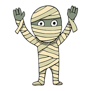 手绘萌系q版万圣节木乃伊插画