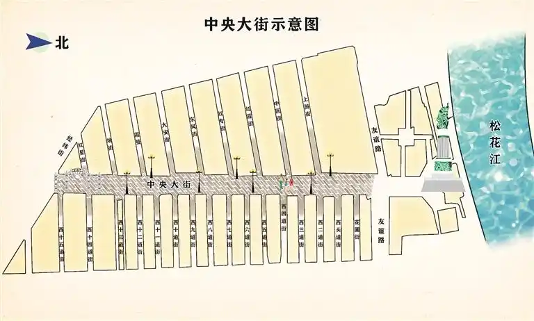 中央大街街区图.    黑龙江日报全媒体记者 杨廷制作