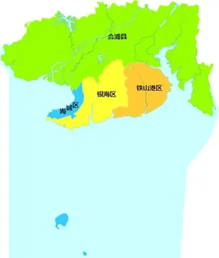 中国广西北海市的行政区划地图