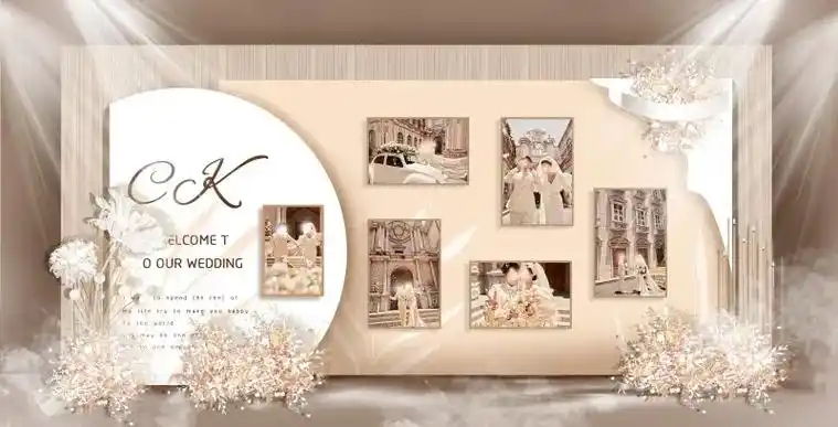 婚礼照片背景墙效果图婚礼设计素材