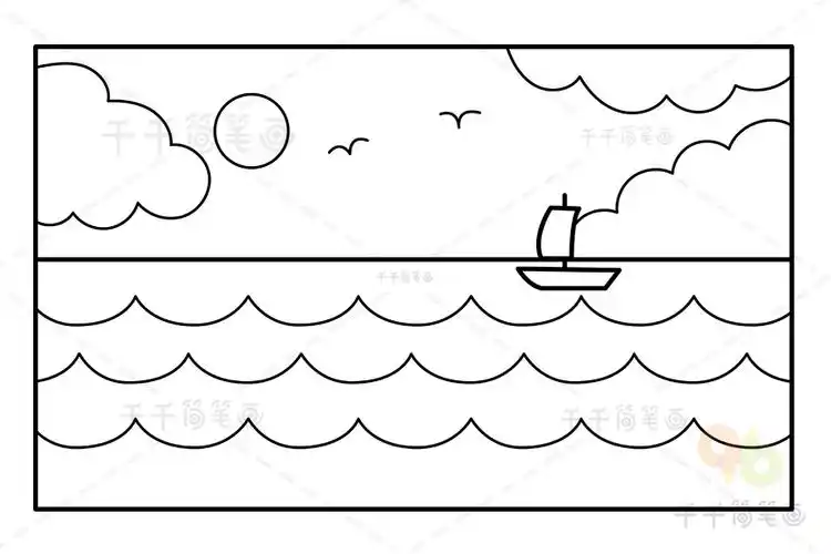 大海简笔画亲子绘画