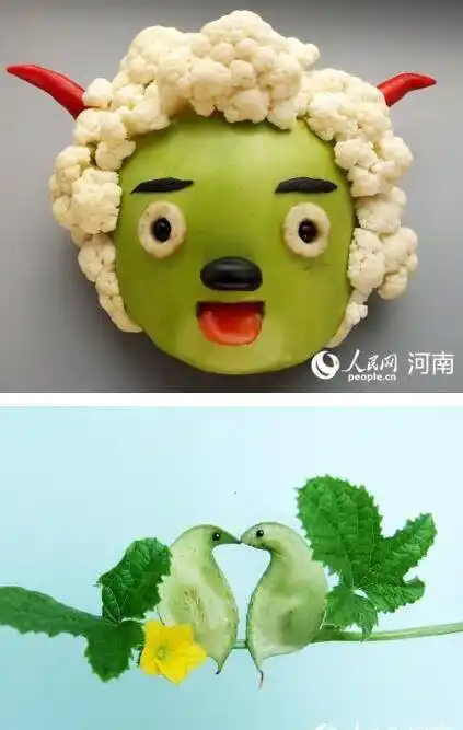 大爷用蔬菜制作出动物世界惟妙惟肖好生动