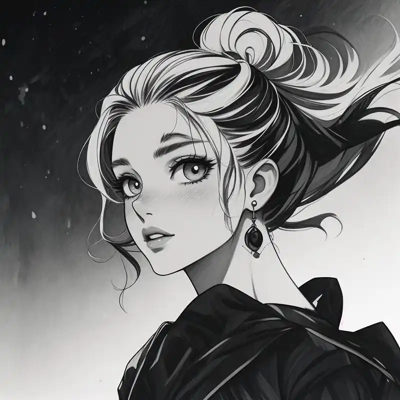 96 动漫女神黑白ins风头像 94