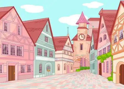 欧洲小镇街照片
