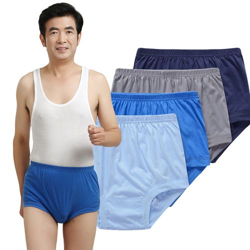 棉高腰中老年男士内裤爸爸三角内裤棉加肥加大码老人大裤头