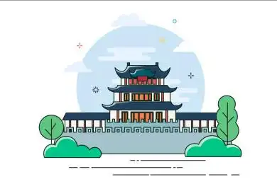 湖南长沙天心阁线条风插画