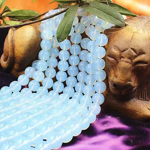 厂家直销蛋优质淡青色蛋白石散珠欧珀diy穿珠半成品配件