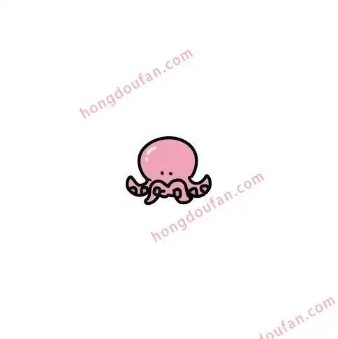 迷你的粉红色卡通小章鱼宝宝章鱼宝宝简笔画大全