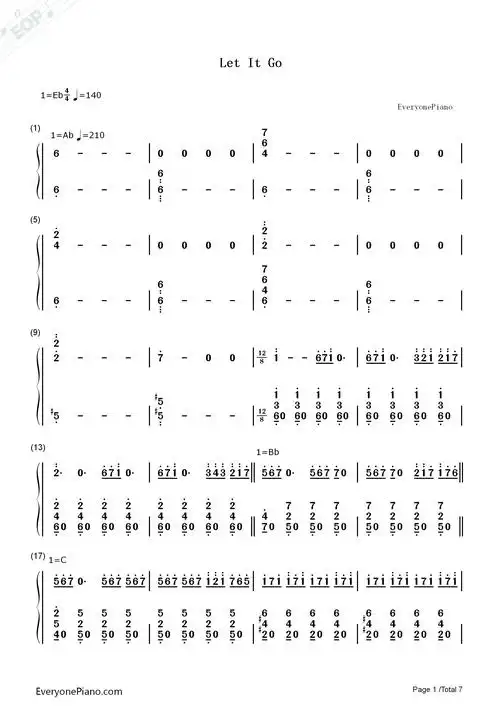 let it go伴奏-the piano guys-冰雪奇缘主题曲双手简谱预览1