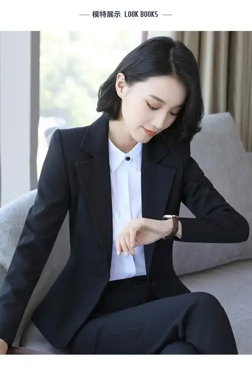 小西服外套女2019新款时尚气质女总裁工作服黑色西装套装职业正装