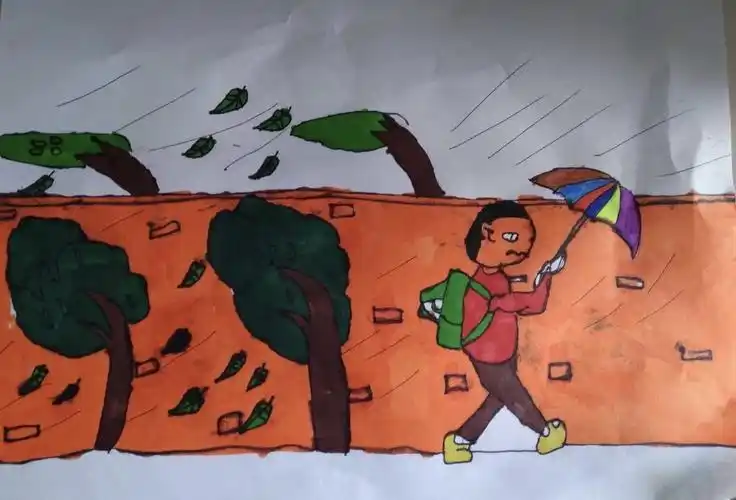 宝塔河小学三年级画展(七) 《风来了》